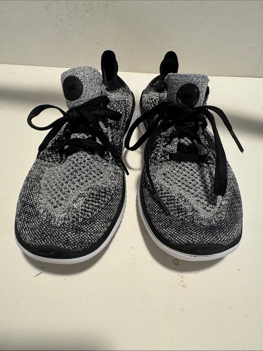 Nike Women's Black & Gray Flyknit Lace-Up Running Shoes